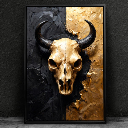 Stierschädel in Schwarz und Gold