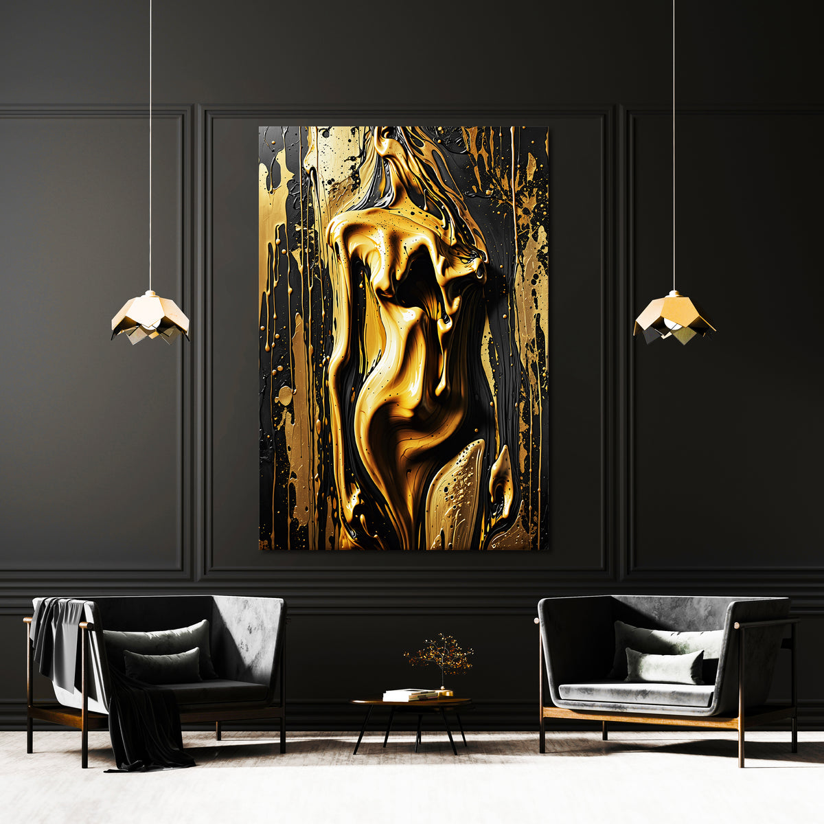 Schwarz und Gold Frauenakt Nr3
