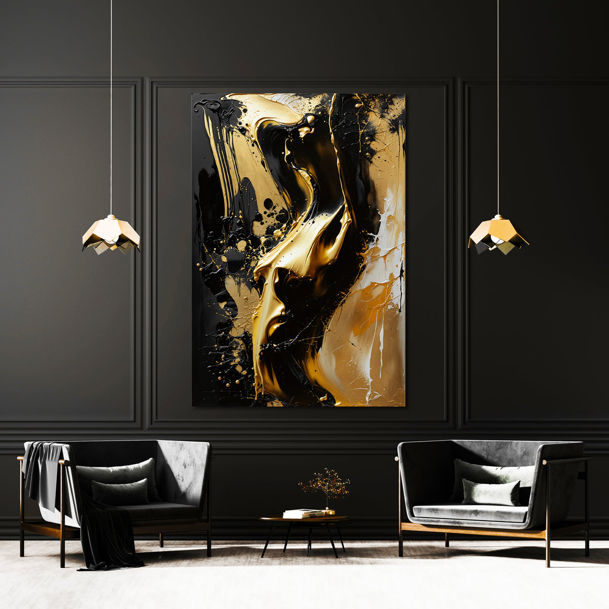 Schwarz und Gold Frauenakt Nr4