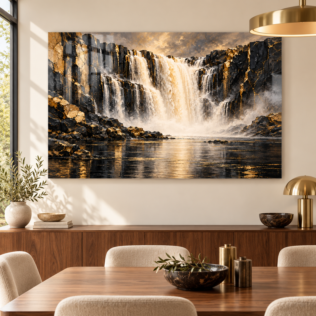 Wasserfall in Schwarz und Gold
