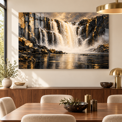Wasserfall in Schwarz und Gold
