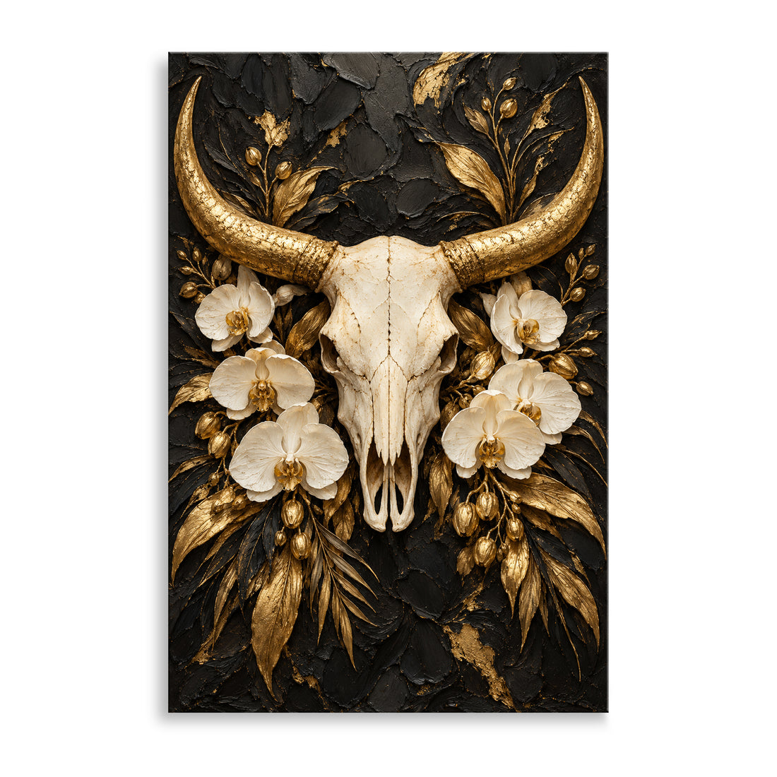 Longhorn mit Orchideen