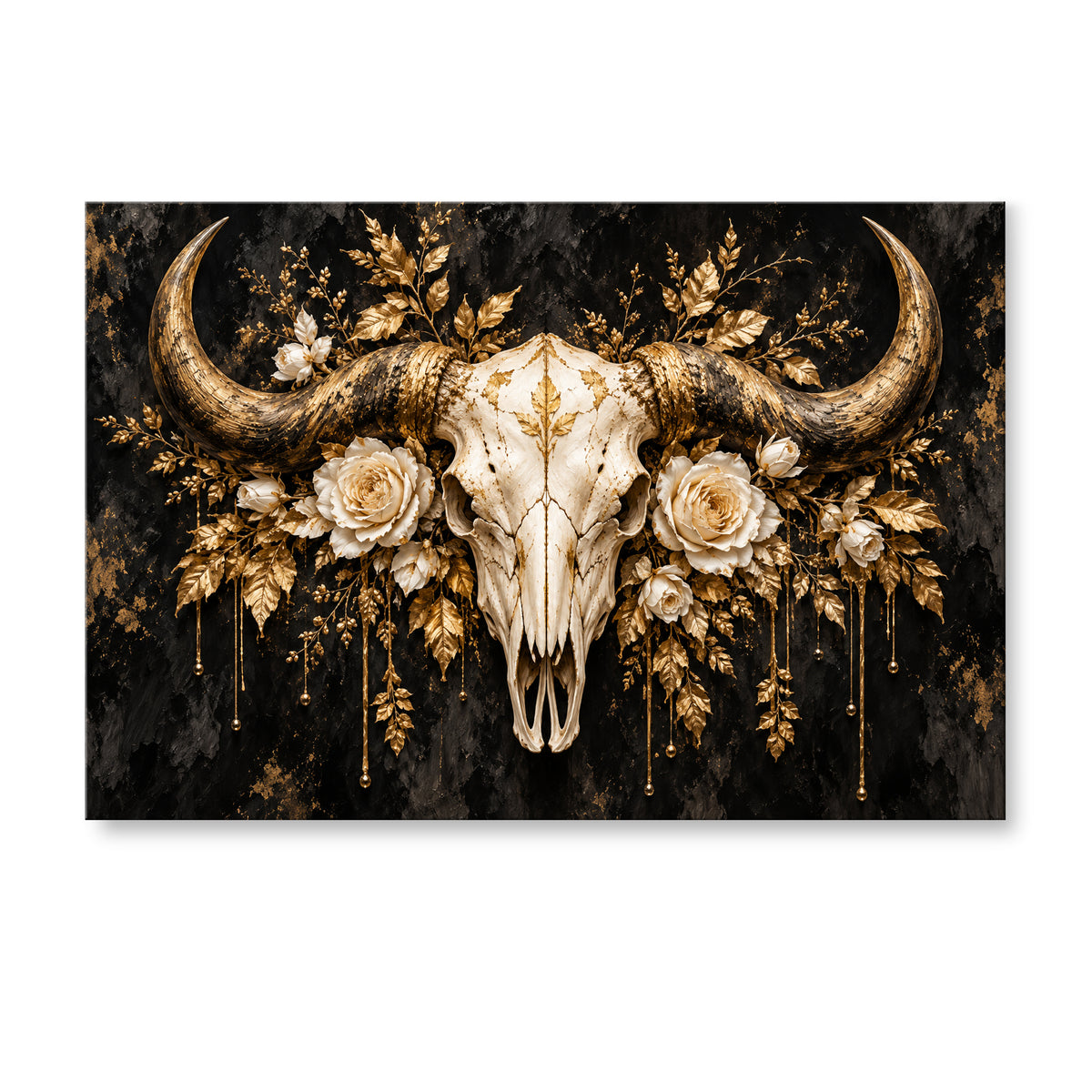 Bisonschädel mit Rosen