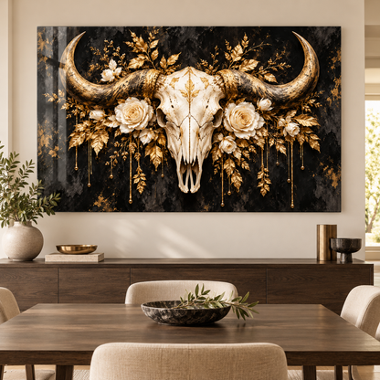 Bisonschädel mit Rosen