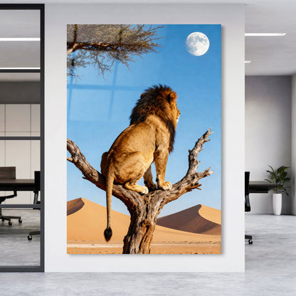 Löwe unter dem Vollmond