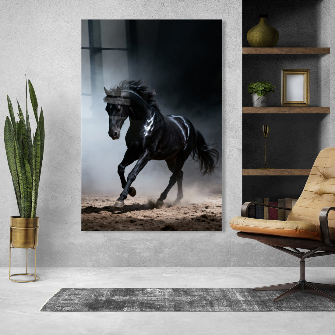 Schwarzes Pferd im Galopp