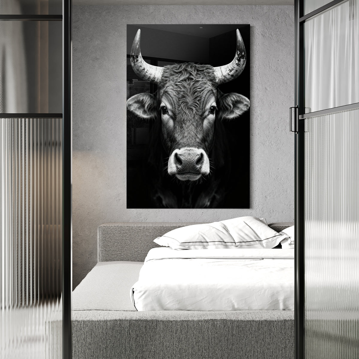 Stier in Schwarz-Weiß