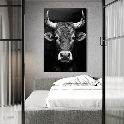 Stier in Schwarz-Weiß